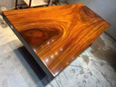 美佳朗奧坎巴花胡桃木原木實(shí)木大板茶桌茶臺茶幾老板辦公家具桌整板班臺 9號160*60*6【整板原木】 曬單實(shí)拍圖