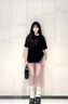 一寸相思黑色小貓純棉短袖t恤女2025夏季新款爆款寬松顯瘦體恤百搭上衣ins 黑色-低頭貓咪 L (100-110斤） 曬單實(shí)拍圖