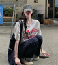 森馬（Semir）短袖T恤女中長款寬松字母潮流個性2025夏季吸濕速干109325100040 曬單實拍圖