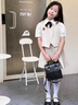 PureShare蓬紗館 女童學(xué)院風(fēng)套裝夏季新款兒童百褶裙兩件套女孩夏 鬼馬少女短袖襯衫 120 曬單實(shí)拍圖