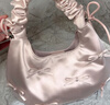 CHARLES&KEITH蝴蝶結(jié)褶皺手提斜挎小方包生日禮物女CK2-40151496 Baby Pink淺粉紅色 中包 曬單實(shí)拍圖