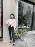 獅子聰高腰微喇牛仔褲女九分2025年秋季新款修身顯瘦八分小個子喇叭褲子 黑灰色八分 28 曬單實拍圖