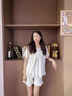 津炳勝睡衣女帶胸墊夏季公主風(fēng)可外穿閨蜜甜美高級(jí)感薄款短袖短褲家居服 白色五分袖兩件套【固定胸墊】 M 【建議70-90斤】 曬單實(shí)拍圖
