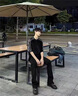 仕步凡 SIGOFAD黑灰色水洗牛仔褲男春秋新款美式高街復古寬松顯瘦百搭潮牌微喇褲 純黑色 XL 曬單實(shí)拍圖