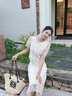 香影小香風(fēng)蕾絲套裝裙子女夏季2025新款重工刺繡白色半身裙兩件套 米白 S 155/80A/85-95斤 曬單實(shí)拍圖