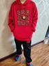 NASA STONE兒童加絨衛衣套裝2026馬年本命新年拜年衣服男女童紅色運動(dòng)服上衣 紅色+黑褲子（加絨款一） 160 曬單實(shí)拍圖