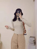 皮爾卡丹（pierre cardin）純羊毛衫半高領修身無縫一線女套頭堆堆領毛衣秋冬針織打底衫 原絨米 S 曬單實拍圖