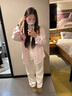 爾山集美式復古粉色條紋Polo領(lǐng)襯衫外套女春秋寬松休閑長(cháng)袖襯衣外搭上衣 粉色條紋襯衫【優(yōu)質(zhì)版】 L 曬單實(shí)拍圖