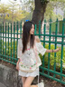 奶系甜妹毛絨小狗刺繡可愛(ài)斜肩短袖T恤女夏季寬松露肩潮流上衣服 杏色 M 曬單實(shí)拍圖
