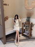 蔻伊婭（Kouyiya）品牌女裝新品連衣裙女2025夏季款氣質(zhì)名媛千金小香風(fēng)無袖背心裙女 米白色 S 曬單實(shí)拍圖