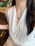 圣保美法式V領(lǐng)度假風(fēng)連衣裙女2025夏季新款吊帶A字長(zhǎng)裙掛脖式海邊沙灘裙 【白杏色】 M 碼 曬單實(shí)拍圖