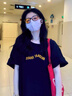 風(fēng)采兔 100%純棉法式高街簡(jiǎn)約字母短袖T恤女2025夏季涼感甜美體恤潮上衣 藏青色 M 曬單實(shí)拍圖