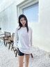 班尼路長(zhǎng)袖t恤女裝春秋冬純棉打底衫潮流寬松小個(gè)子女生百搭純色上衣服 白#純色 【100%純棉】 M 曬單實(shí)拍圖