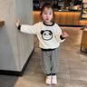 G.DUCKKIDS小黃鴨女童套裝春秋裝兒童寶寶衣服2025新款開春小女孩運動洋氣 熊貓條紋套裝 100 (建議90-98cm 2-3周歲） 曬單實拍圖