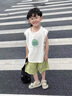 FIDQIOG品牌男童夏季炸街潮運(yùn)動(dòng)短袖兩件套2025新款 藍(lán)色 170 cm 曬單實(shí)拍圖