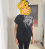 S.DEER圣迪奧女裝圓領(lǐng)撞色印花不規則短袖襯衫S24280437 黑色/91 S 160 曬單實(shí)拍圖