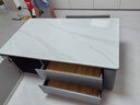 廣東佛山高端茶幾客廳輕奢高級感2025新款現代巖板小戶(hù)型茶桌茶臺 灰色+雪山白亮光巖板 140*80*50 曬單實(shí)拍圖