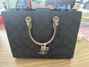 COACH【七夕禮物】蔻馳 Maggie Logo標志 帆布托特包Tote包購物袋單肩 黑色 CY677-IMXI8現貨 大號 曬單實(shí)拍圖