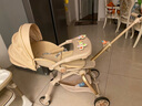 semmook遛娃神器嬰兒推車0-6歲用折疊可坐可躺帶減震雙向高景觀溜娃車 香檳金皮蓬【雙餐盤】 曬單實(shí)拍圖