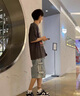 衣然呈品復古牛仔短褲男夏季寬松大碼高街潮牌百搭馬褲休閑運動(dòng)五分褲子男 藍色 L【建議115-135斤】 曬單實(shí)拍圖
