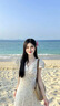 哈魯?shù)戏ㄊ綔厝犸L(fēng)連衣裙女氣質(zhì)初戀公主裙修身收腰顯白V領(lǐng)短袖碎花長(zhǎng)裙 米白色 L （100-115斤） 曬單實(shí)拍圖