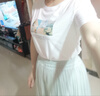 歐莎（OSA）冰絲休閑褲女夏季薄款小個子寬松慵懶風(fēng)垂墜感闊腿褲八分褲裙 淺綠色 L 曬單實拍圖