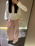 京多夢(mèng)美式辣妹半開(kāi)紐扣連帽長(cháng)袖t恤女2025秋季新款V領(lǐng)修身顯瘦百搭上衣 白色 M （90-100斤） 曬單實(shí)拍圖