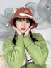 QUEEN TRIP日系可愛(ài)卡通小狐貍蘑菇漁夫帽子女春夏戶(hù)外遮陽(yáng)防曬帽顯臉小盆帽 黑色小狐貍 曬單實(shí)拍圖