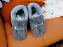 安尚芬包根大碼棉拖鞋男秋冬加厚全包情侶保暖居家舒適厚底防滑毛毛拖鞋 灰色【保暖防寒】 42-43 適合40-41 曬單實(shí)拍圖