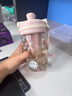 聚莜家可愛水杯女生高顏值大容量水杯tritan吸管杯子夏天學生雙飲水杯 粉色600ML+貓頭+粉色蝴蝶結(jié) 曬單實拍圖