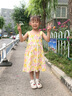 史努比（SNOOPY）童裝女童連衣裙兒童裙子碎花吊帶裙寶寶公主裙夏季 撞色花卉黃色 曬單實(shí)拍圖