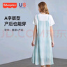 費雪（Fisher-Price）費雪孕婦夏裝連衣裙2025新款時尚假兩件寬松T恤長裙夏季孕婦裙子 綠色連衣裙 XL【145-165斤適穿】 曬單實拍圖