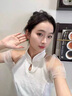 西太后耳釘法國(guó)綠瑪瑙圓珠耳環(huán)女新款高級(jí)感氣質(zhì)顯白耳墜耳釘禮物 耳釘 曬單實(shí)拍圖