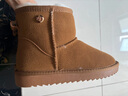 意爾康女靴雪地靴女士棉鞋厚底冬季加絨保暖東北抗寒短靴媽媽靴子 土黃色 加絨 36 曬單實(shí)拍圖
