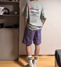 FOX.G男士短褲夏季男運(yùn)動(dòng)褲子外穿2025新款速干跑步休閑褲薄款冰絲男褲 紫色帶口袋抽繩運(yùn)動(dòng)短褲 3XL 【建議150-165斤】 曬單實(shí)拍圖