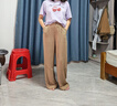 Olrain歐芮兒通勤慵懶高腰條紋休閑褲女裝夏季闊腿褲長(zhǎng)褲子 條紋 M 曬單實(shí)拍圖