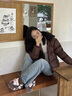 MIO米奧薄底德訓鞋女2025秋季新款高幫運動拼色雙鞋帶時尚休閑鞋 咖啡/粉色 36 (230mm) 曬單實拍圖