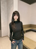 森馬（Semir）長(cháng)袖T恤女半高領(lǐng)緊身冬季2025發(fā)熱抓絨木耳邊打底衫109725101013 曬單實(shí)拍圖