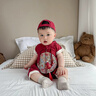 G.DUCKKIDS周歲禮服男寶夏季國(guó)風(fēng)連體衣嬰兒夏天衣服洋氣哈衣寶寶夏裝包屁衣 紅色哈衣 【送胸前配飾】 90cm 100 cm*建議28-32斤左右 曬單實(shí)拍圖