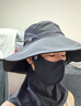 小野和子防曬帽女大帽檐戶外太陽帽雙面防紫外線遮陽帽子 曜石黑 曬單實(shí)拍圖