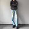 OEMG  雙拉鏈針織開(kāi)衫毛衣男士秋季款潮牌高街慵懶風(fēng)上衣連帽百搭外套 深灰色 XL [建議110-130斤] 曬單實(shí)拍圖