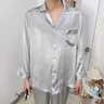 乃絲SLKMRKT情侶款春秋真絲睡衣套裝夏男女家居服桑蠶絲兩件套 優(yōu)雅灰【19姆米重磅】（男款） L 曬單實(shí)拍圖