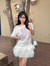 LDBEhellokitty斜肩短袖t恤女夏季新款小眾設(shè)計(jì)感顯瘦吊帶露肩上衣ins 白色 M 【90斤以內(nèi)】 曬單實(shí)拍圖