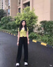 魯雅爾窄版闊腿休閑褲女夏季新款高腰垂感百搭西裝褲小個(gè)子顯高直筒褲子 黑色 M 曬單實(shí)拍圖