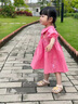 mlgt kids女童連衣裙2025夏季新款兒童公主裙洋氣棉布裙女寶寶短袖裙 西瓜紅 100 cm 曬單實(shí)拍圖