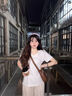佐敘短袖t恤女2025年夏季新款白色純棉高級感輕奢V領(lǐng)短袖打底正肩上衣 白色 M （85-108斤） 曬單實(shí)拍圖