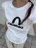 NICEBAD(原WORKSOUT)抽皺印花正肩緊身短袖百搭簡(jiǎn)約夏季女T恤 白色 * M 曬單實(shí)拍圖