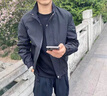 花花公子立領(lǐng)夾克外套男士春秋季2025新款高端休閑秋冬加絨沖鋒衣工裝上衣 黑色【春秋款】 L 【125-145斤】 曬單實(shí)拍圖