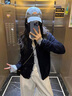 艾珠兒（Aizhuer）休閑褲女裝2025秋季學(xué)院小香風(fēng)針織開(kāi)衫褲子女韓系穿搭一整套裝 藍(lán)色假兩件上衣+褲子 M 曬單實(shí)拍圖