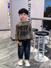 G.DUCKKIDS童裝男童套裝春秋季一歲寶寶衣服純棉襯衣兩件套1-3歲4兒童運動服 灰色 90 (建議寶寶10-12公斤 24-36個 曬單實拍圖